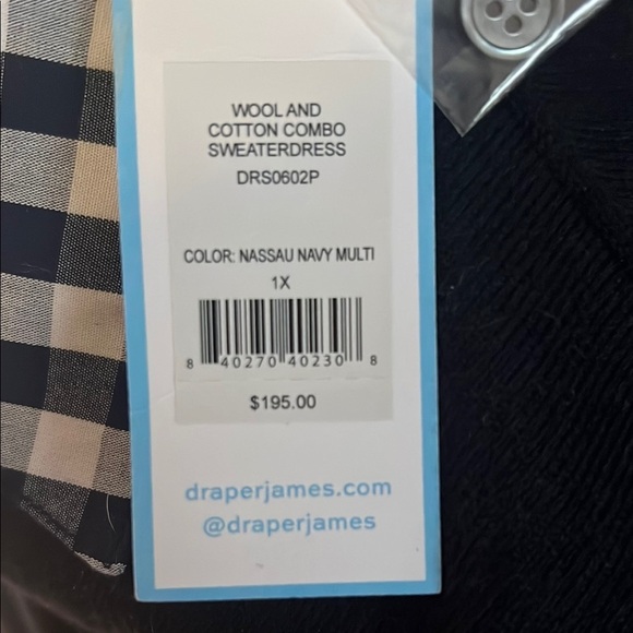 Draper James Wool and Cotton Combo Sweaterdress in Navy Size 1X NWT - Picture 5 of 7